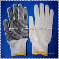 Gants tricotés en polyester / coton avec des points PVC noirs sur la paume JRK15